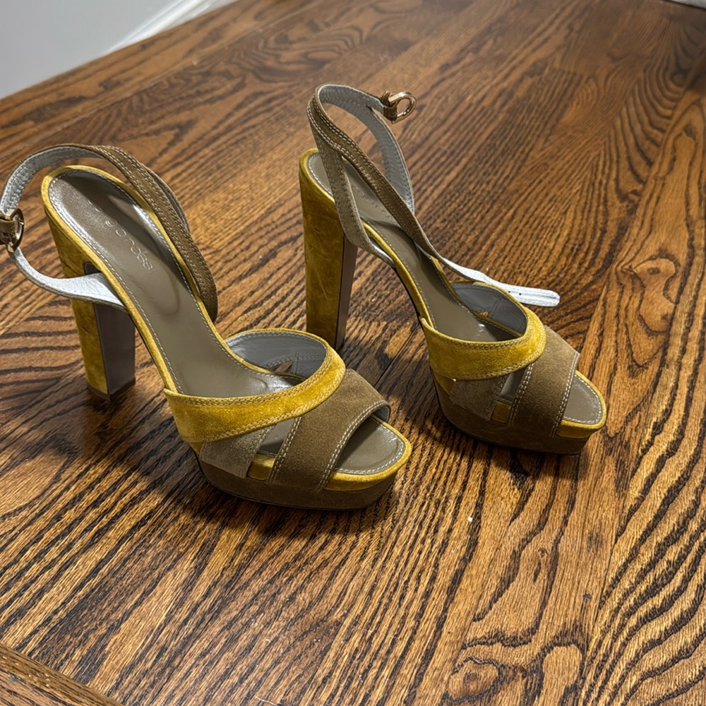 Beautiful and sexy Sergio sued sandals